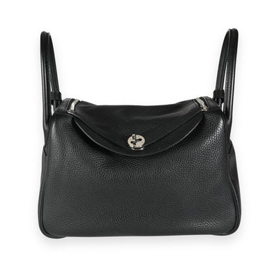 Hermès Black Clémence Leather Lindy 30 PHW