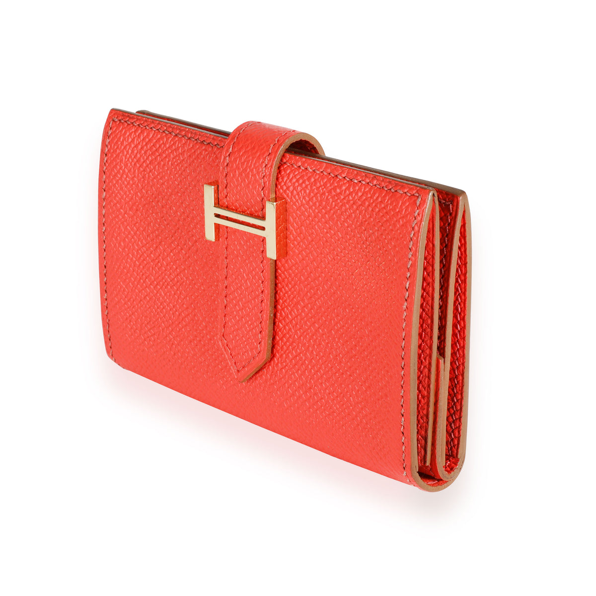 Hermès Rose Jaipur Epsom Mini Bearn Wallet GHW