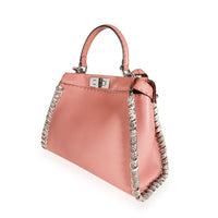 Fendi Pink Calfskin & Python Whipstitch Medium Selleria Peekaboo Tote