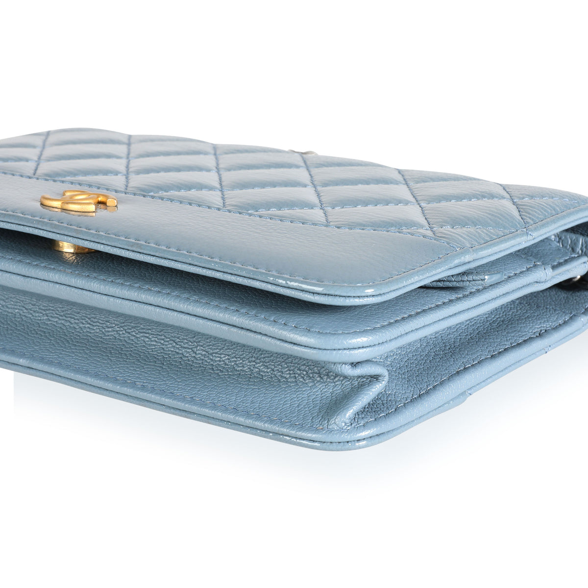Chanel Blue Quilted Ombré Patent & Aged Calfskin Gabrielle Wallet on Chain, myGemma, NZ