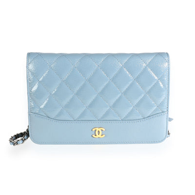 Chanel Blue Quilted Ombré Patent & Aged Calfskin Gabrielle Wallet on Chain