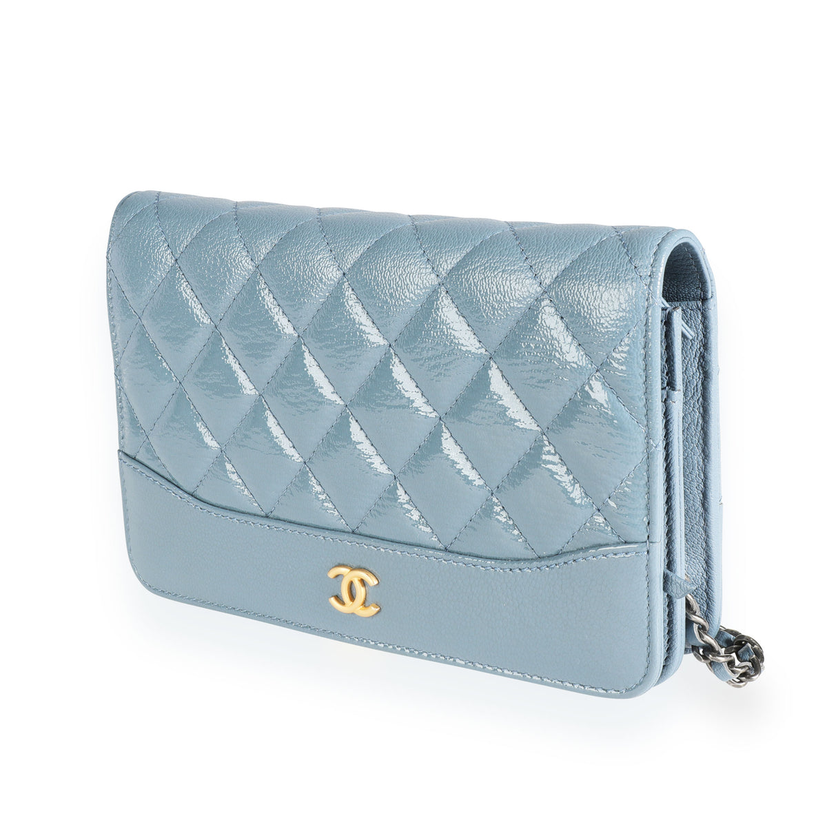 Authentic Chanel Gabrielle Blue Calfskin Wallet on Chain WOC