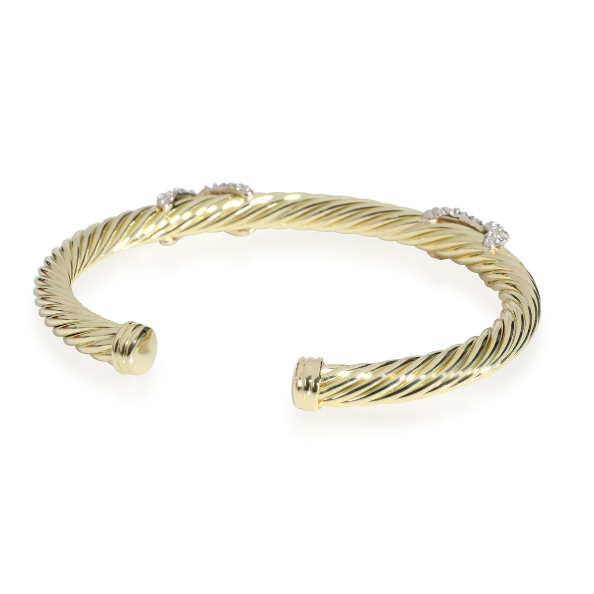 David Yurman Cable X Diamond Bracelet in 14K Yellow Gold 0.3 CTW