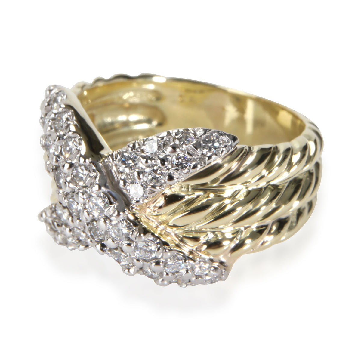 David Yurman Cable X Diamond Ring in 14K Yellow Gold 0.40 CTW