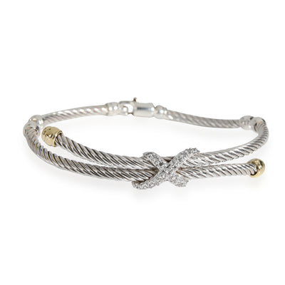 David Yurman Cable X Diamond Bangle in 18K Yellow Gold/Sterling Silver 0.2 CTW