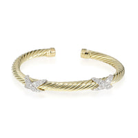 David Yurman X Cable Diamond Bracelet in 14K Yellow Gold 0.3 CTW