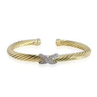 David Yurman Cable Diamond X Bracelet in 14K Yellow Gold 0.25 CTW