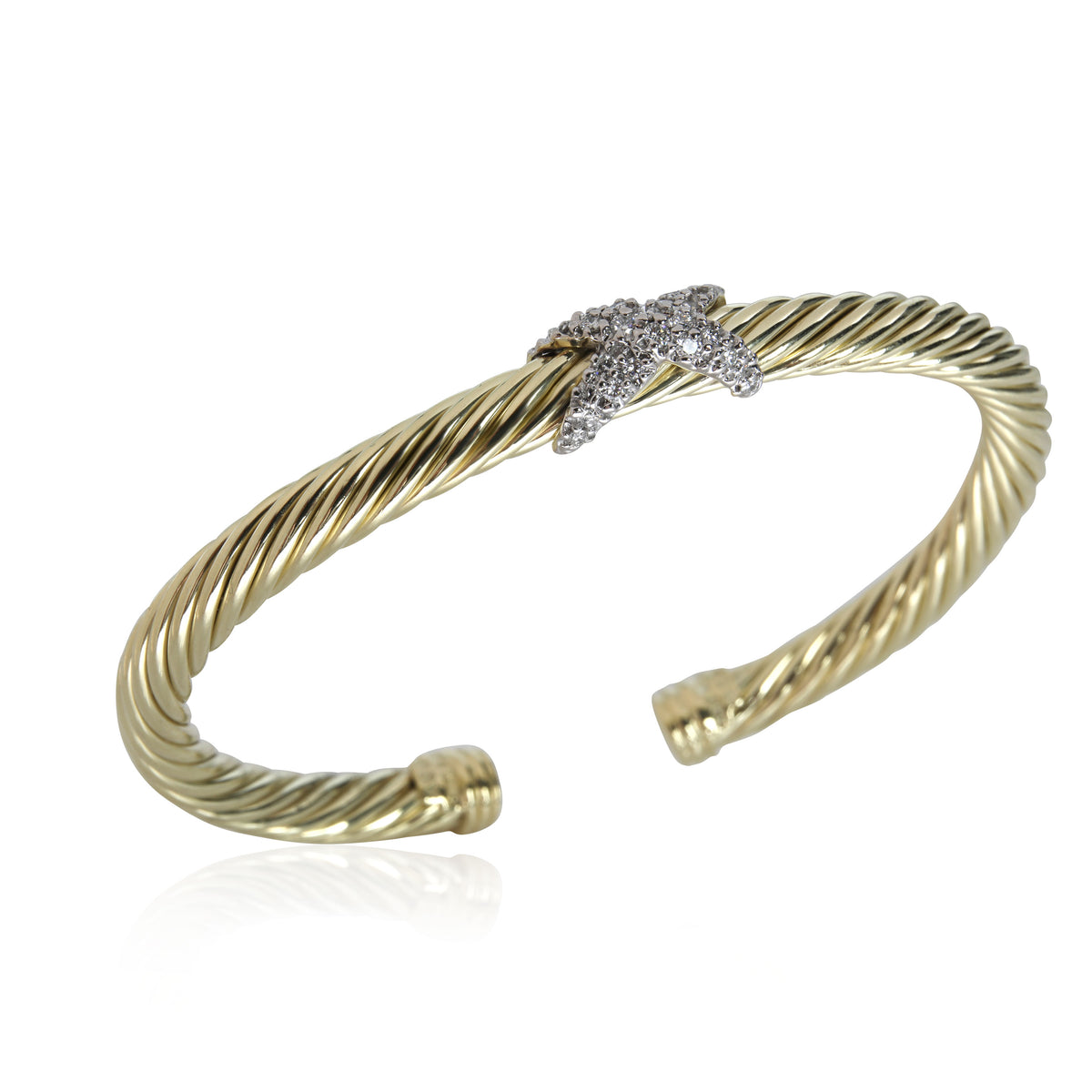 David Yurman Cable Diamond X Bracelet in 14K Yellow Gold 0.25 CTW