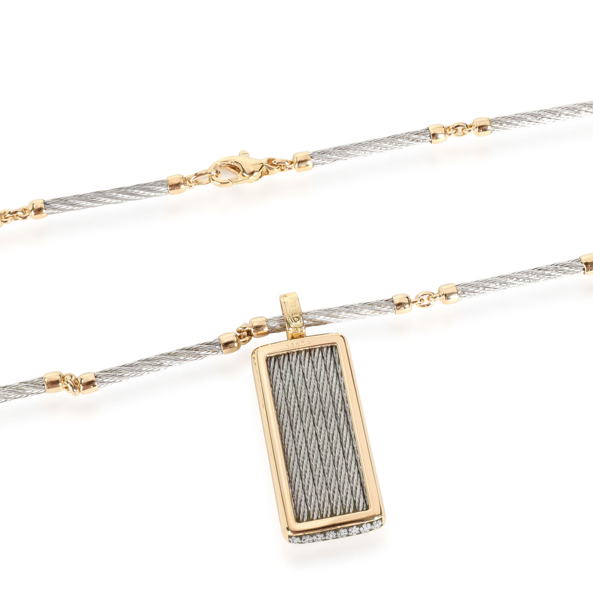 Fred Force 10 Dog Tag Necklace on Articulated Chain in 18K Yellow Gold & Steel