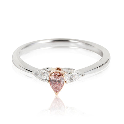 Pink Argyle Diamond 3 Stone Ring in 18K White Gold 0.30 CTW