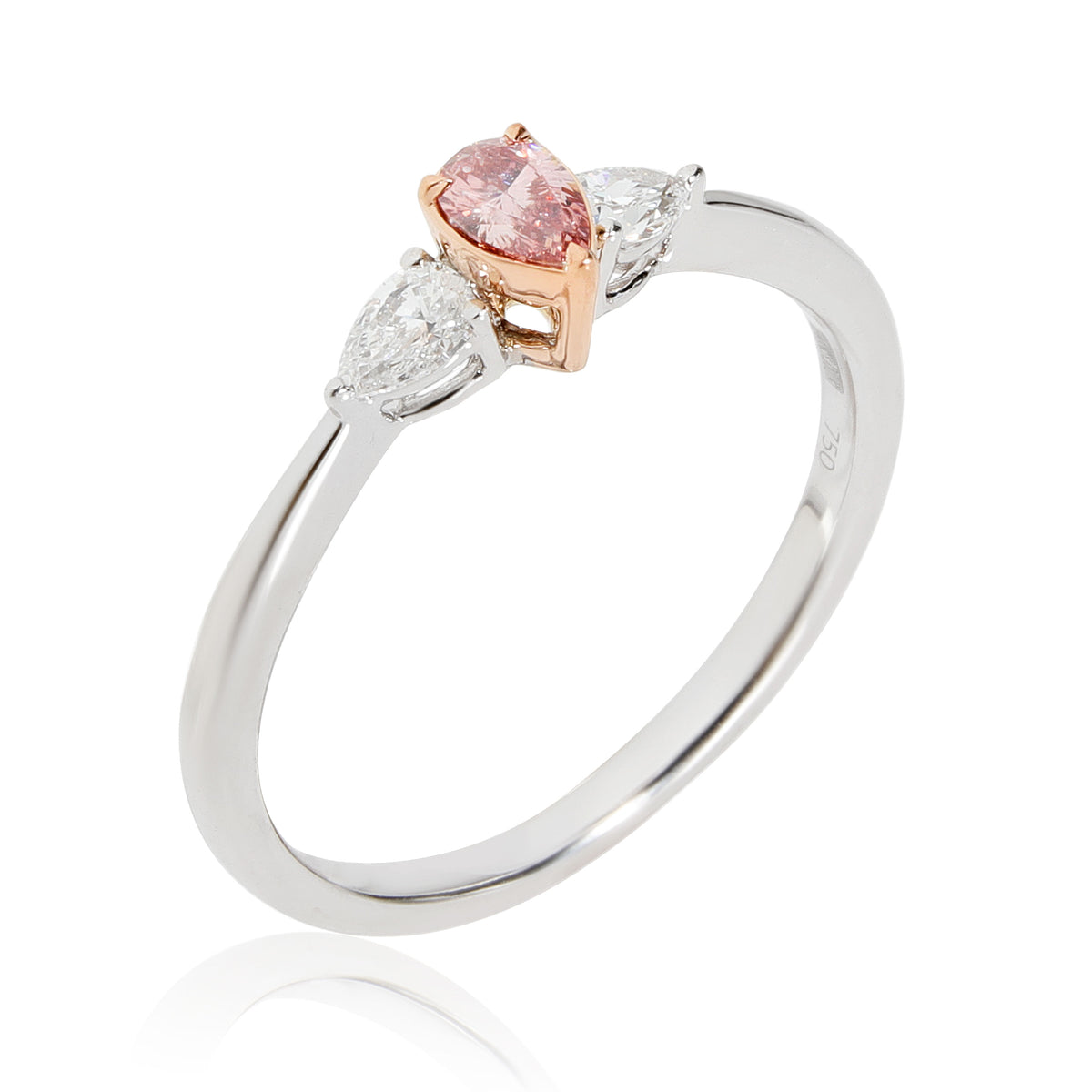 Pink Argyle Diamond 3 Stone Ring in 18K White Gold 0.30 CTW