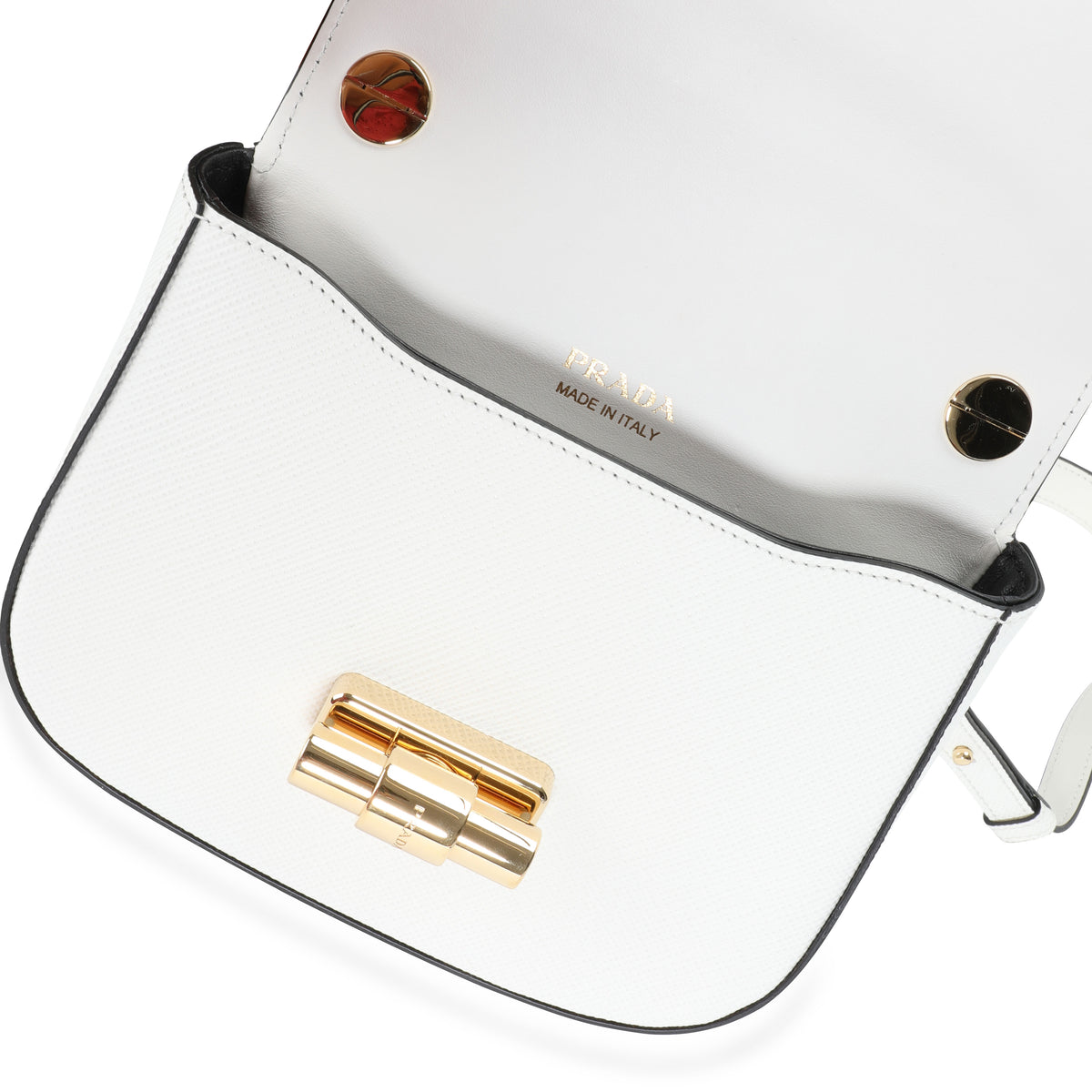 Prada White/Black Saffiano Leather Pattina Bianco Shoulder Bag