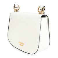 Prada White Saffiano Leather Crossbody Saddle Bag