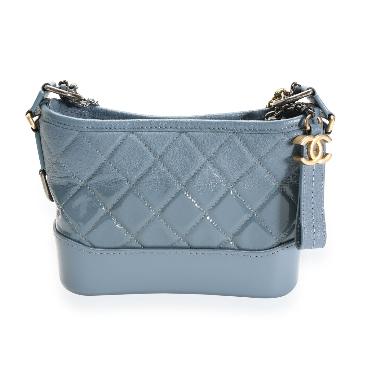 Chanel Blue Ombré Quilted Patent Leather & Aged Calfskin Small Gabrielle Hobo