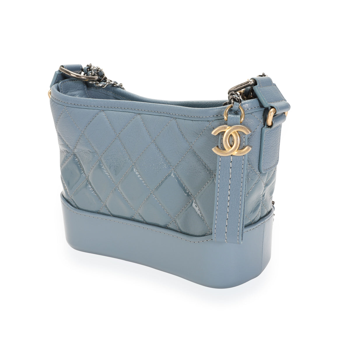 Chanel Blue Ombré Quilted Patent Leather & Aged Calfskin Small