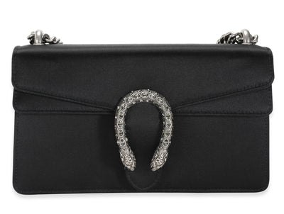 Gucci Black Satin & Crystal Small Dionysus Shoulder Bag