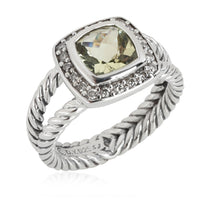 David Yurman Albion Prasiolite Diamond Ring in Sterling Silver Lemon 0.17