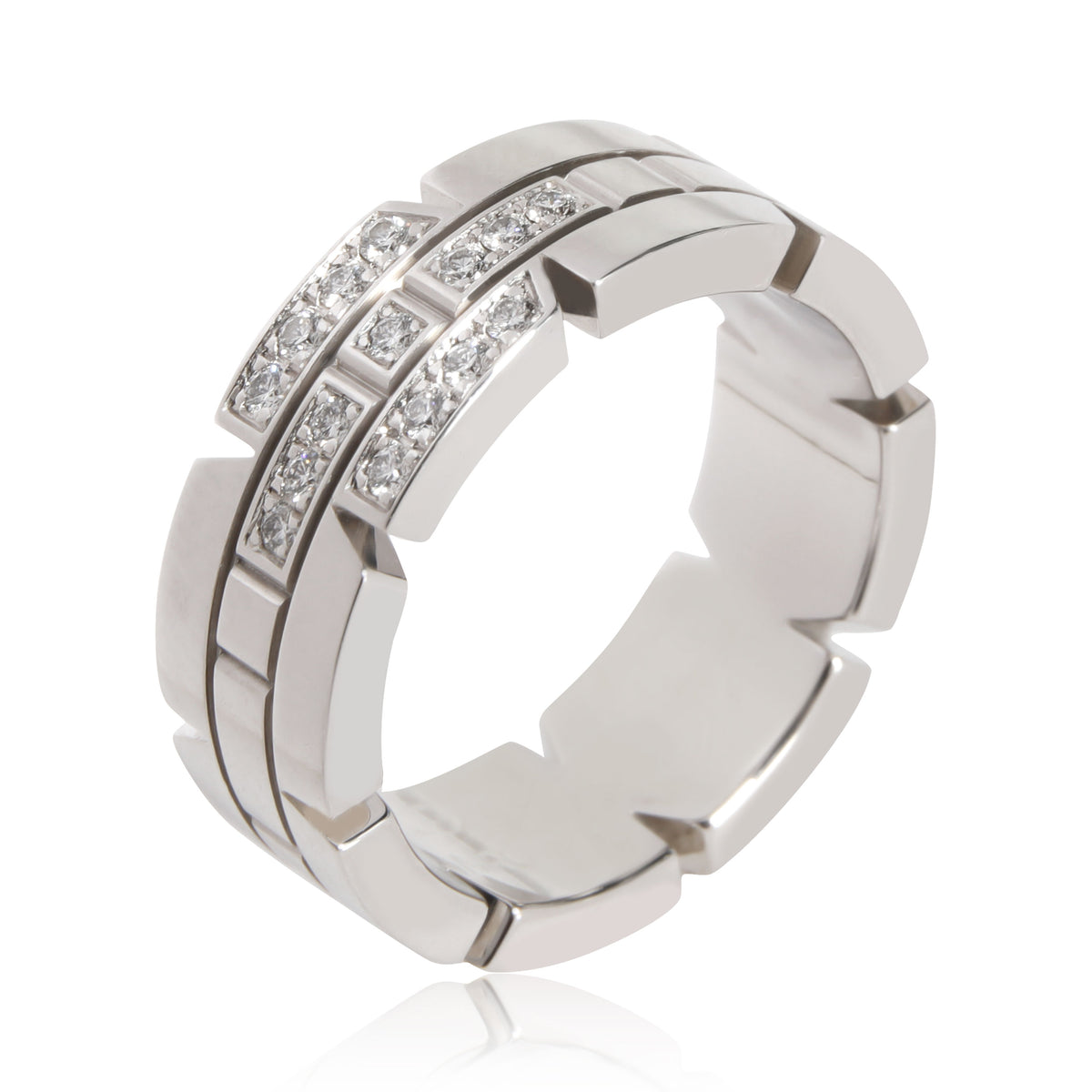 Cartier Tank Francaise Diamond Ring in 18K White Gold 0.10 CTW