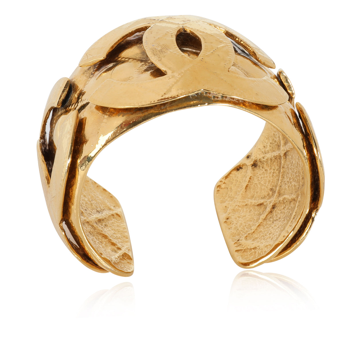 Vintage Chanel CC Metalesse  1994 Spring Collection Gold Plated Cuff