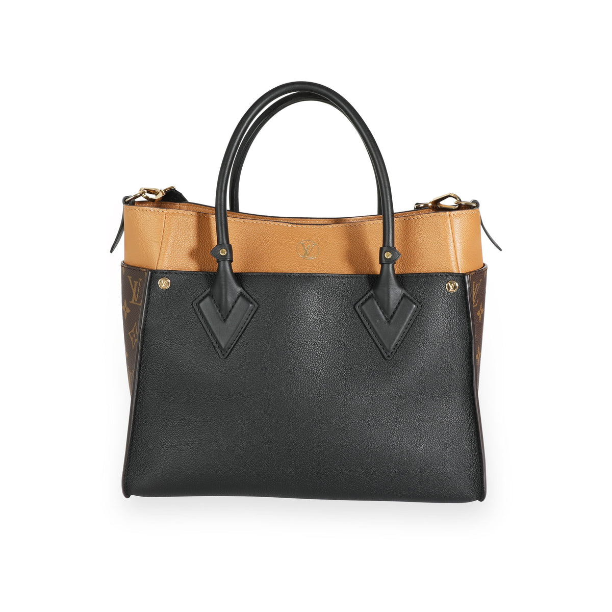 Louis Vuitton Black & Tan Calfskin And Monogram Canvas On My Side Tote MM –  myGemma