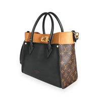 Louis Vuitton Black & Tan Calfskin And Monogram Canvas On My Side Tote MM