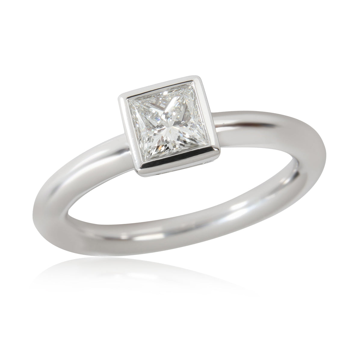 Tiffany & Co. Bezel Diamond Engagement Ring in Platinum G VVS2 0.52 CTW