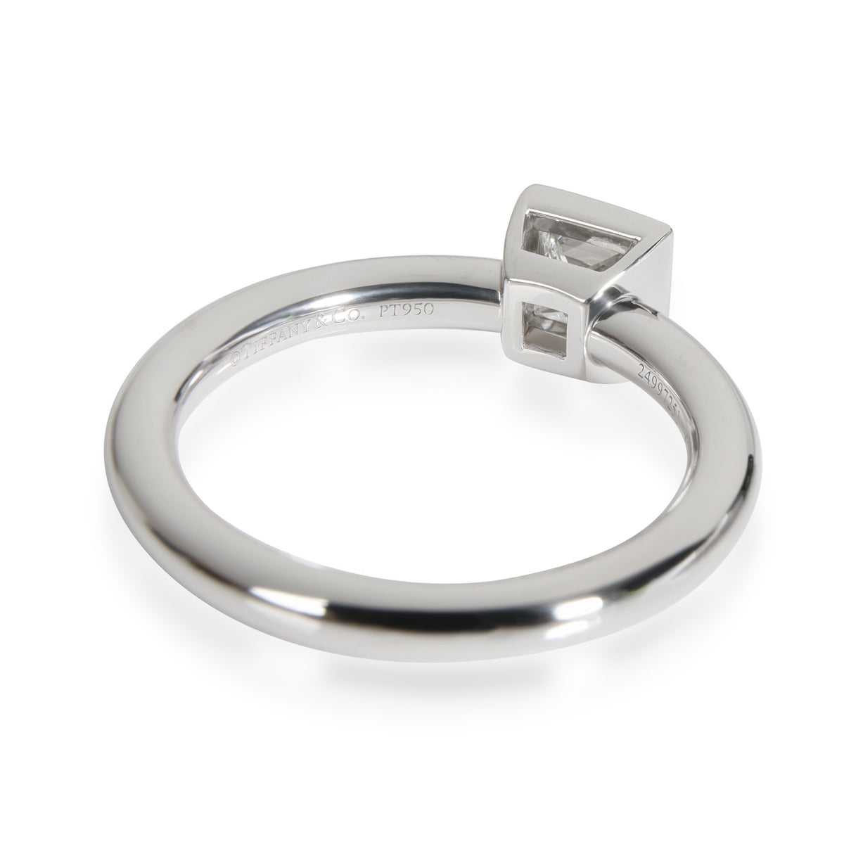 Tiffany & Co. Bezel Diamond Engagement Ring in Platinum G VVS2 0.52 CTW