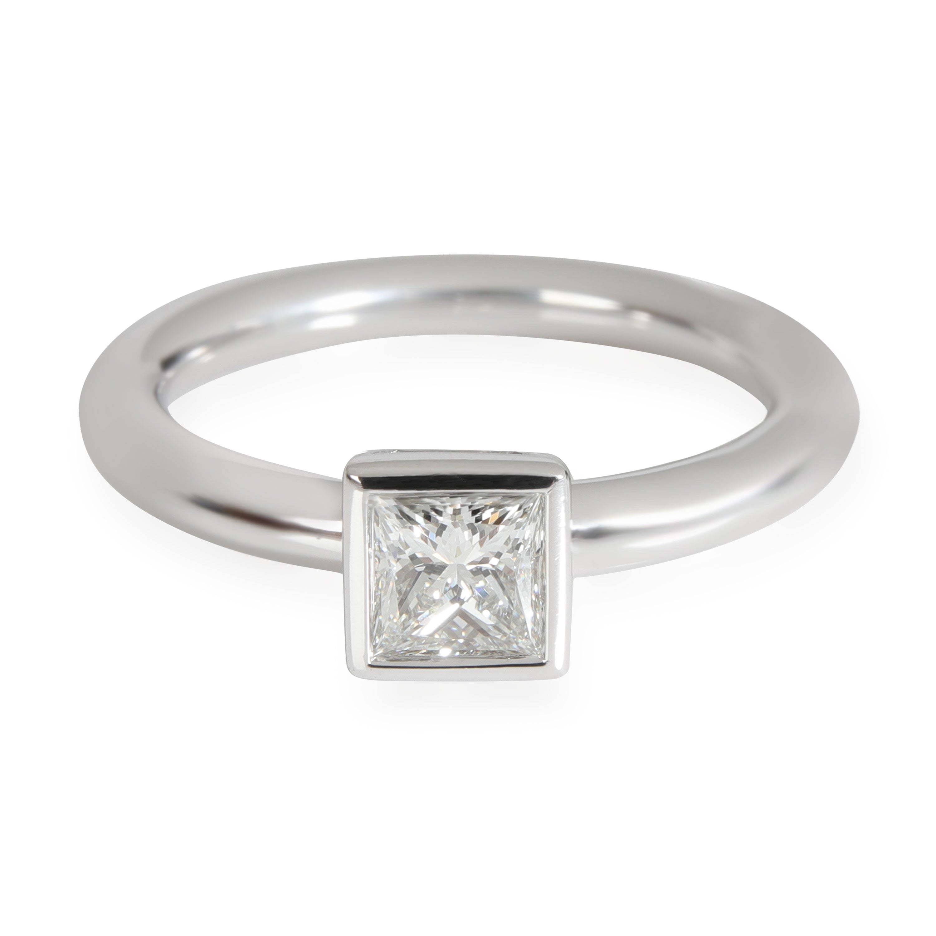 Tiffany Bezel Diamond Engagement Ring in Platinum G VVS2
