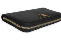 Prada Black Saffiano Leather Large Zip-Around Wallet