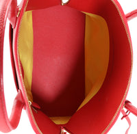 Balenciaga Rouge Coquelicot Grained Calfskin Medium Ville Top Handle Logo Bag