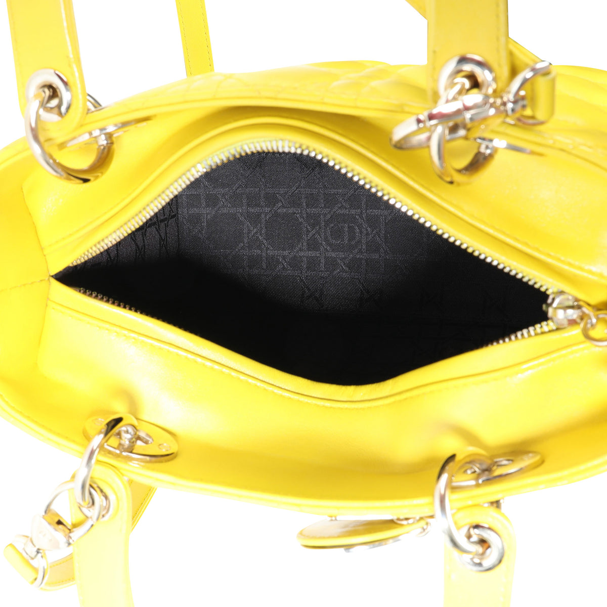 Dior Yellow Cannage Lambskin Medium Lady Dior Bag