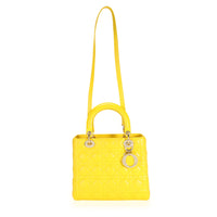Dior Yellow Cannage Lambskin Medium Lady Dior Bag