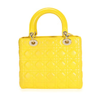 Dior Yellow Cannage Lambskin Medium Lady Dior Bag