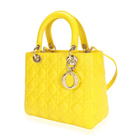 Dior Yellow Cannage Lambskin Medium Lady Dior Bag