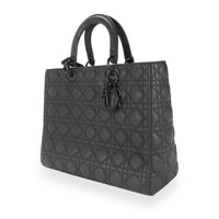 Dior Black Ultramatte Cannage Calfskin Large Lady Dior Bag
