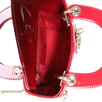 Dior Red Cannage Quilted Patent Leather Mini Lady Dior Bag