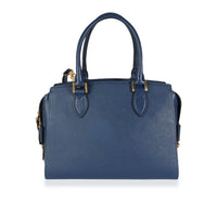 Prada Bluette Saffiano & Soft Calf Leather Small Borsa A Mano Tote