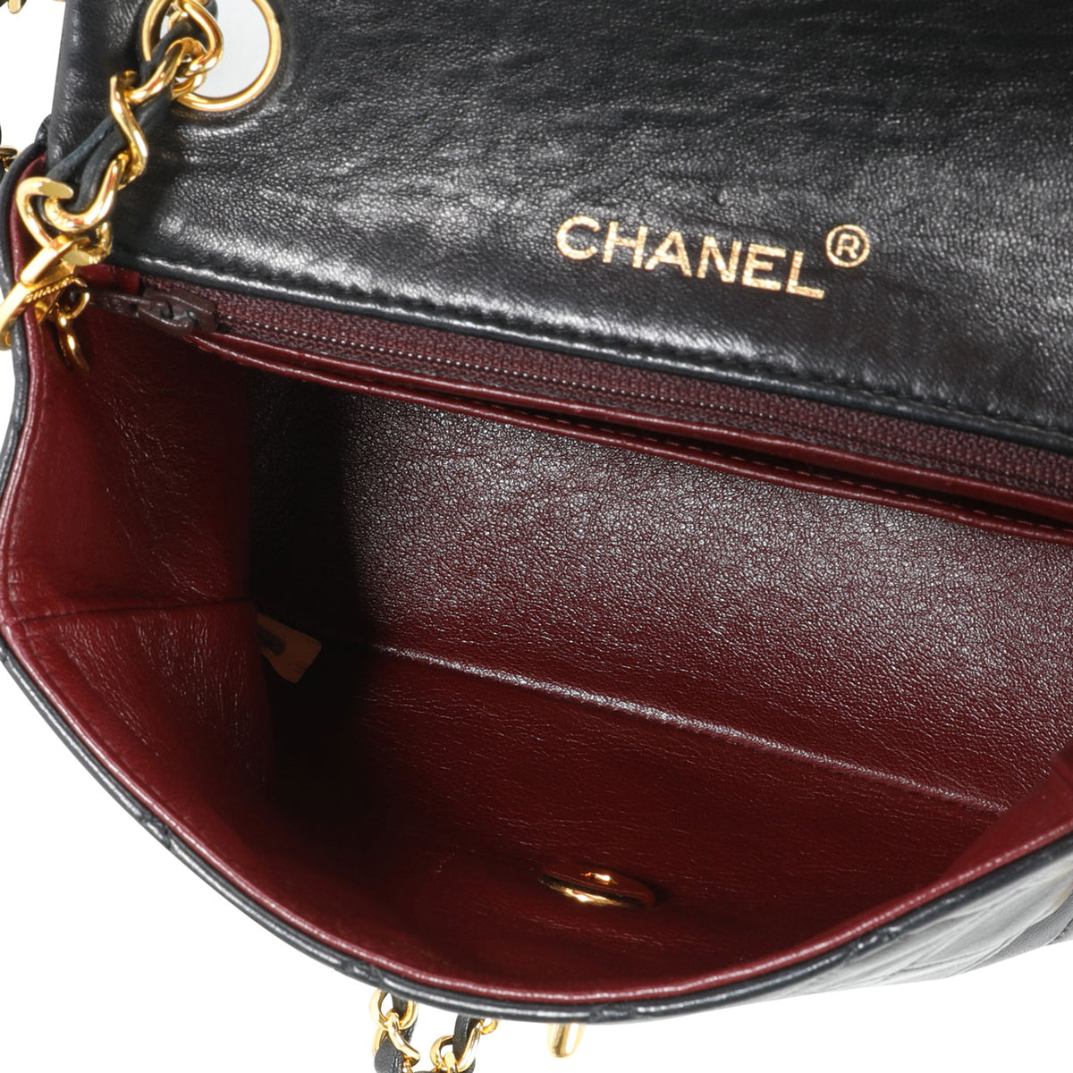Chanel Vintage Gold Quilted Lambskin Mini Square Flap Bag, myGemma