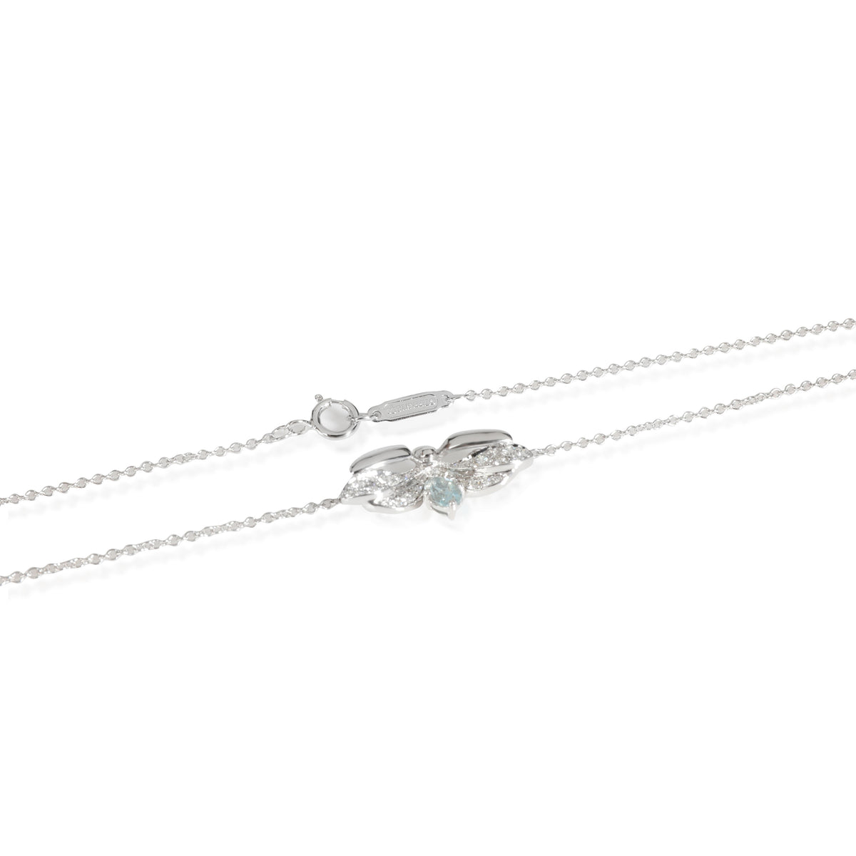 Tiffany & Co. Paper Flowers Aquamarine Diamond Pendant in  Platinum 0.13 CTW
