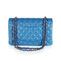 Chanel Dark Blue Rainbow Quilted Lambskin Medium Classic Double Flap Bag