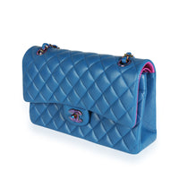 Chanel Dark Blue Rainbow Quilted Lambskin Medium Classic Double Flap Bag