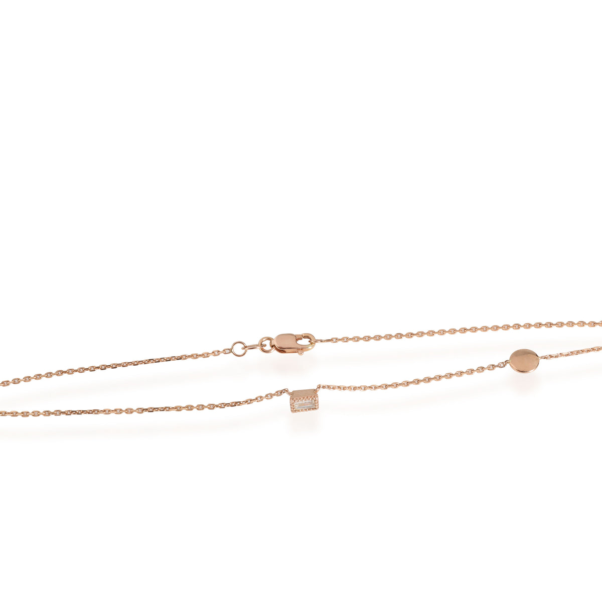 My Story The Michelle  Baguette & Round Diamond Necklace 14K Rose Gold 0.17 Ctw.