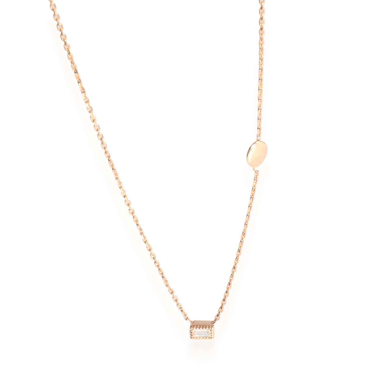 My Story The Michelle  Baguette & Round Diamond Necklace 14K Rose Gold 0.17 Ctw.