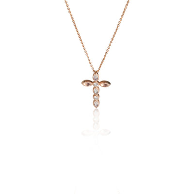 4K Rose Gold My Story Diamond & Moonstone Cross Pendant, .09 Ctw.