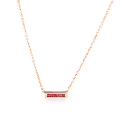 My Story The Echo 5 Princess Cut Ruby Bar Pendant 14K Rose Gold  0.25 Ctw.