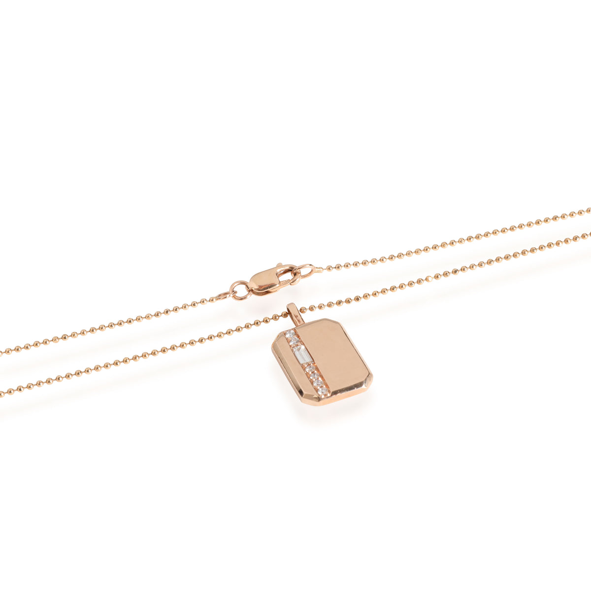 14K Rose Gold My Story Baguette & Round Diamond Pendant, .16 Ctw.