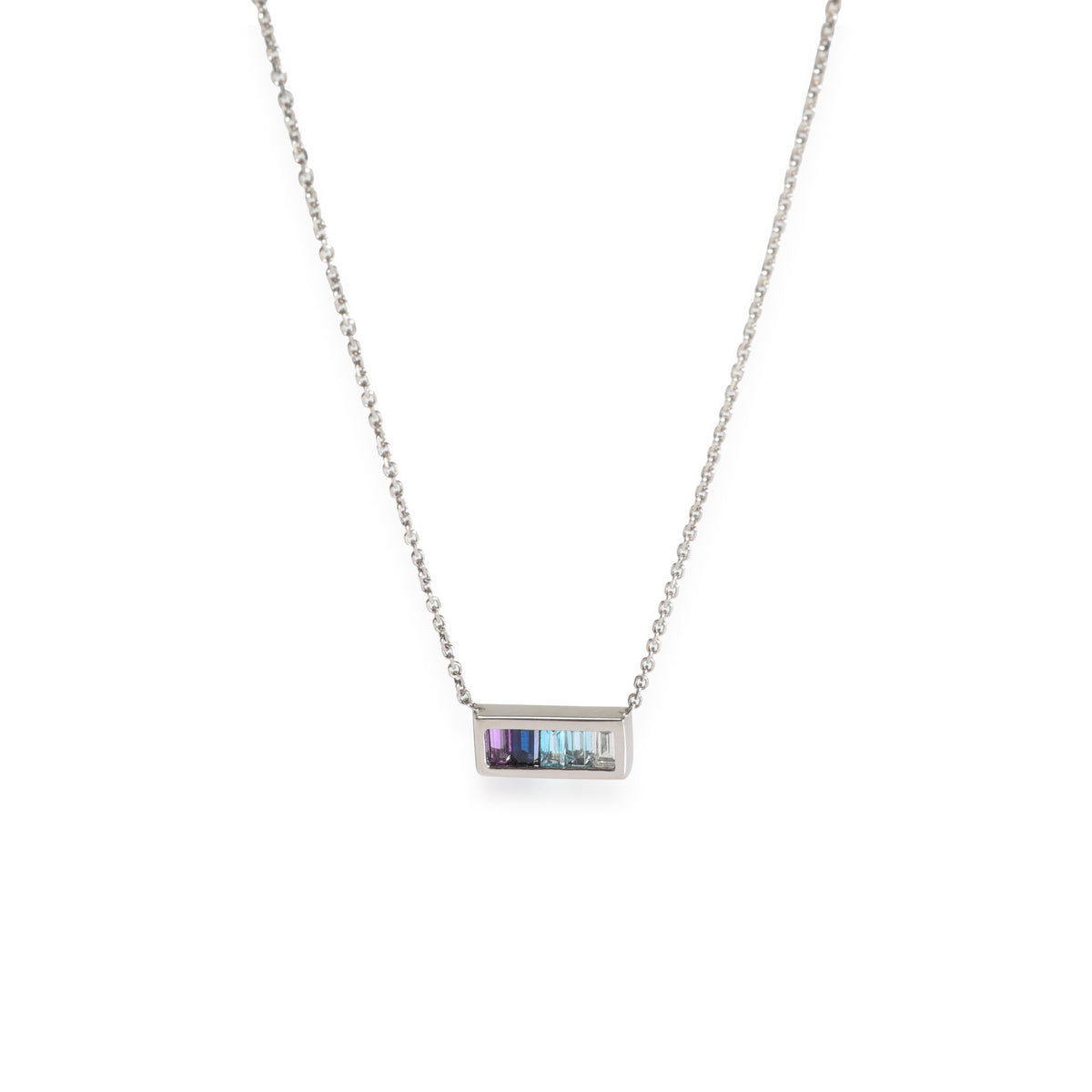 My Story Aria Rainbow Bar Necklace in 14KT White Gold