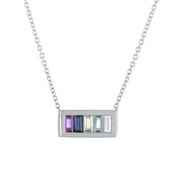 My Story Aria Rainbow Bar Necklace in 14KT White Gold