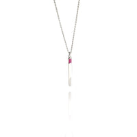 14K White Gold My Story Vertical Bar Pendant With 1 Ruby, .15 Ct.