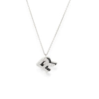 4K White Gold My Story Diamond & Black Enamel Letter R Pendant, .21 Ctw.